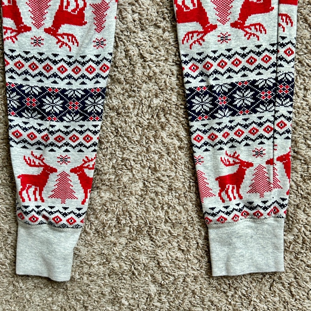 Gap Kids Gray Red Reindeer Fair Isle Holiday Snug Fit Pajama Set Size 10 - Picture 10 of 12